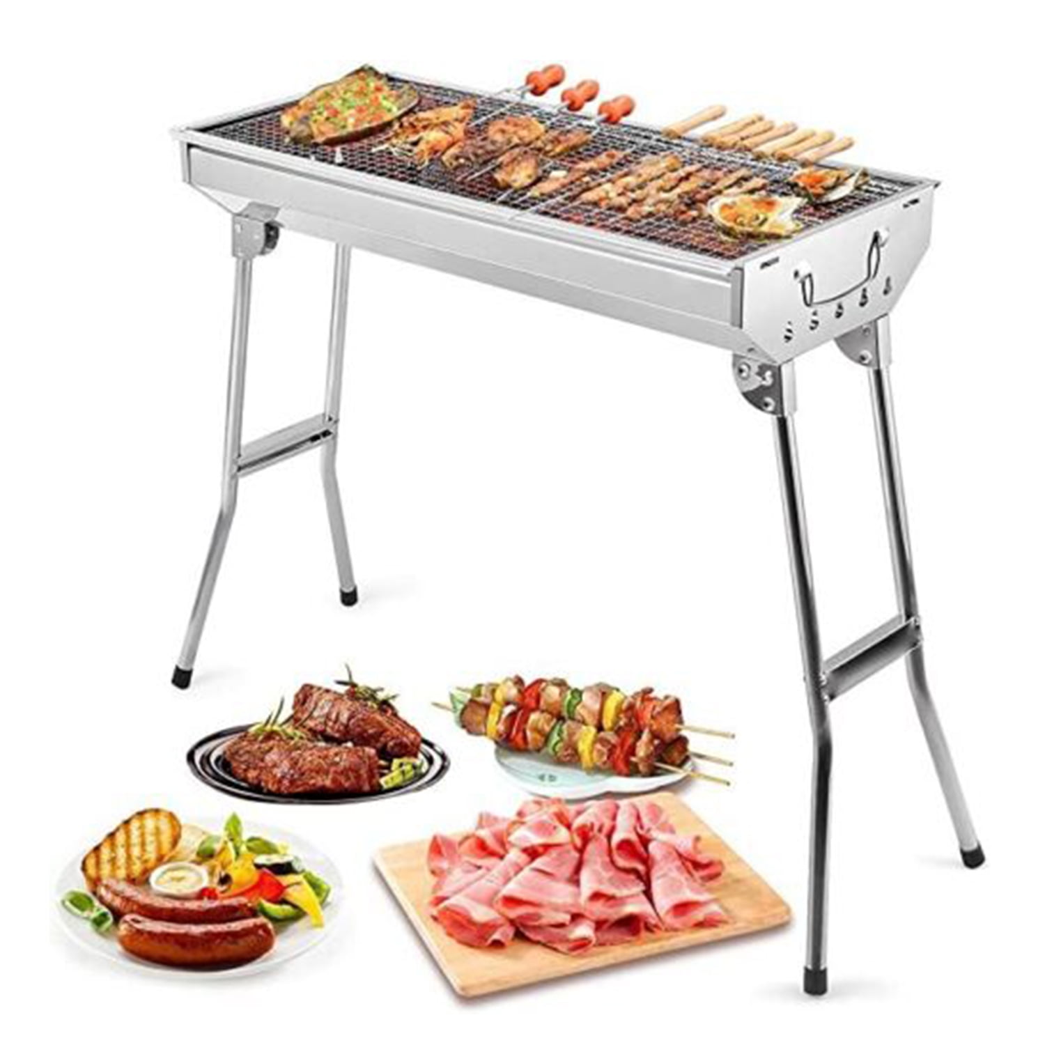 Folding Bbq Grill Barbecue Charcoal Rack Stainless Steel Folding