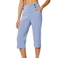 thumbnail image 2 of VEKDONE Stripe Capri Pants for Women Casual Plus Size Stretch Work Capris Straight Leg Golf Dress Pant Summer Cropped Trousers with Pockets, 2 of 7