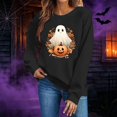 thumbnail image 4 of Trikvn Women's Vintage Fall Sweatshirts Halloween Ghost Pumpkin Print Pullover Tops Long Sleeve Crewneck Casual Activewear Loose Fit Holiday Graphic Shirts, 4 of 6