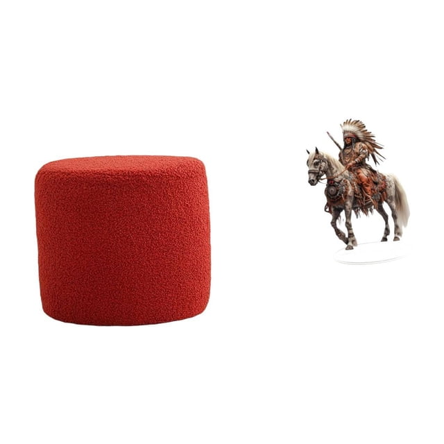 Elegante Taburete Cilíndrico Otomano Con Adorno De Caballero Acrílico, Centro De Mesa Impermeable, Decoración Para El Hogar, Oficina, Dormitorio, Guardería, Apartamento.