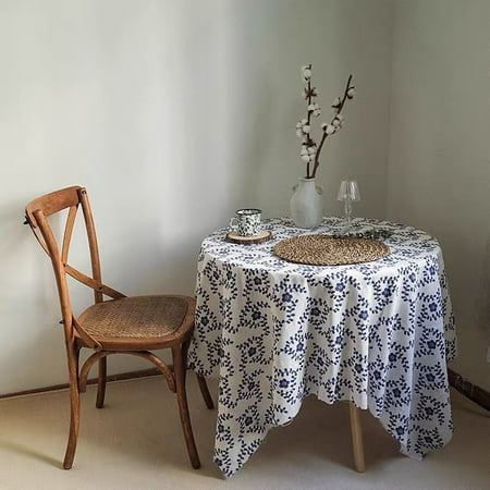 

Livesture Vintage Blue Floral Picnic Tablecloth Blue porcelain burr edge 150x250cm