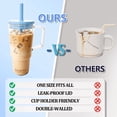 thumbnail image 3 of 40oz Insulated Clear Tumbler with Handle and Lid & Straw, Reusable Travel Mug for Cold and Hot Drinks, Double-Wall Plastic Water Bottle | Crystal-Clear | Car Cup Holder Fit | Leakproof | BPA-Free, 3 of 7