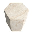 thumbnail image 3 of Hexagonal Travertine Stone Finish Italian Design MgO Side Accent Table, 3 of 12