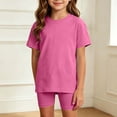 thumbnail image 6 of Juorvia Girls'clothing Sets Toddler Summer Casual Loose Fitted Crew Neck T-Shirts Slim Layering Shorts(12-13 Years,Hot Pink), 6 of 7