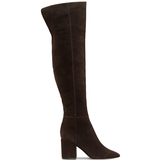 Jessica Simpson Jessica Simpson Pumella Chocolate Leather Pointed Block Heel Over The Knee Boots Walmart Com Walmart Com