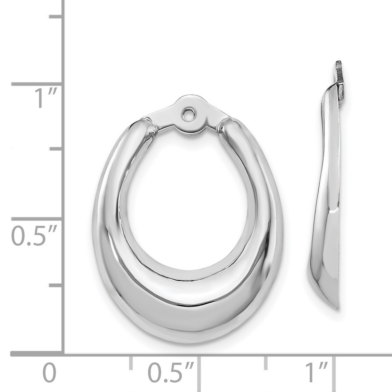 14k White Gold Polished Hoop Earring Jackets 25x18 mm - image 3 of 5