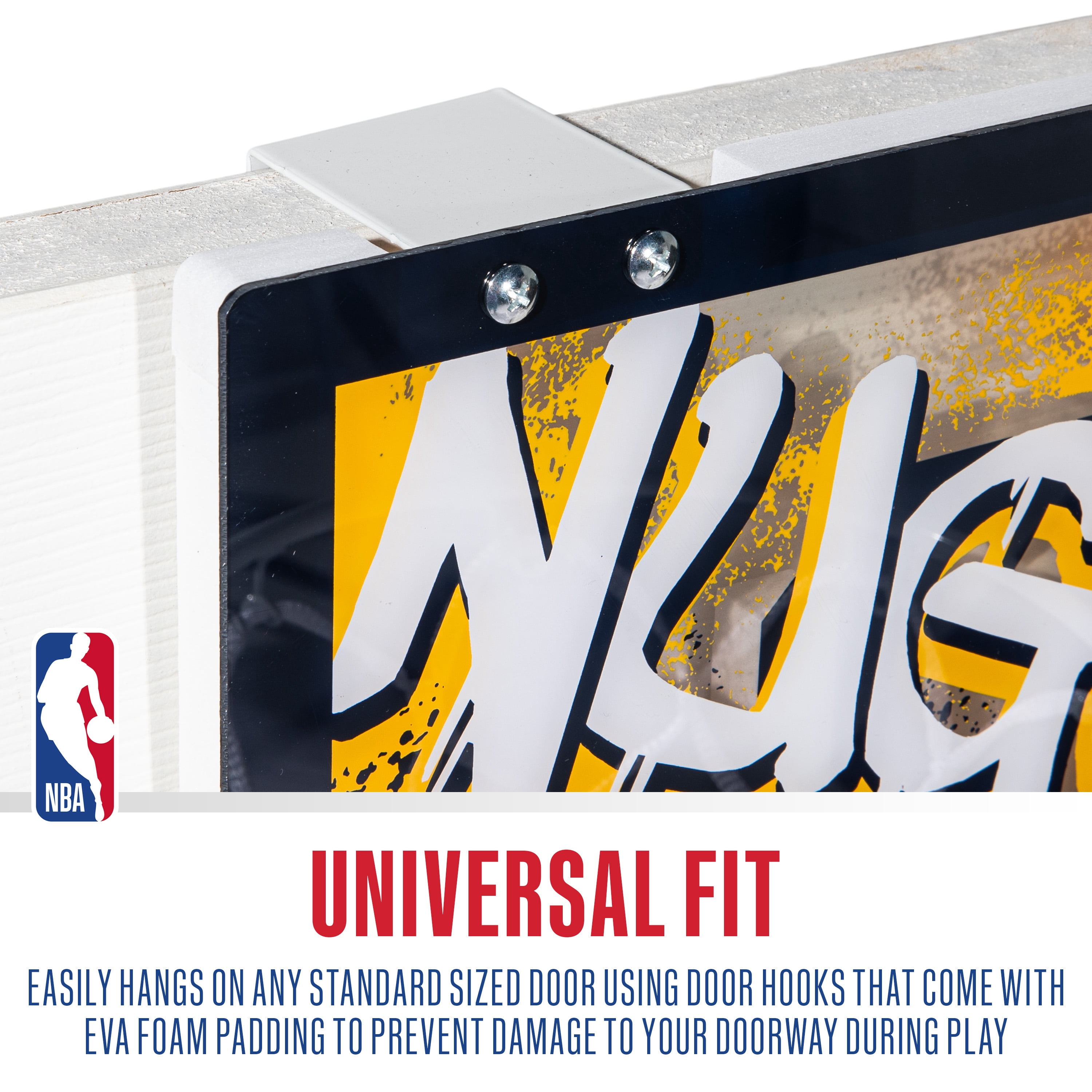 Franklin Sports NBA Denver Nuggets Over the Door Basketball Hoop - Kids Indoor Basketball Hoop with Mini Basketball - NBA Fan Shop Mini Hoop for Bedroom + Office - Over the Door Mini Hoop Set