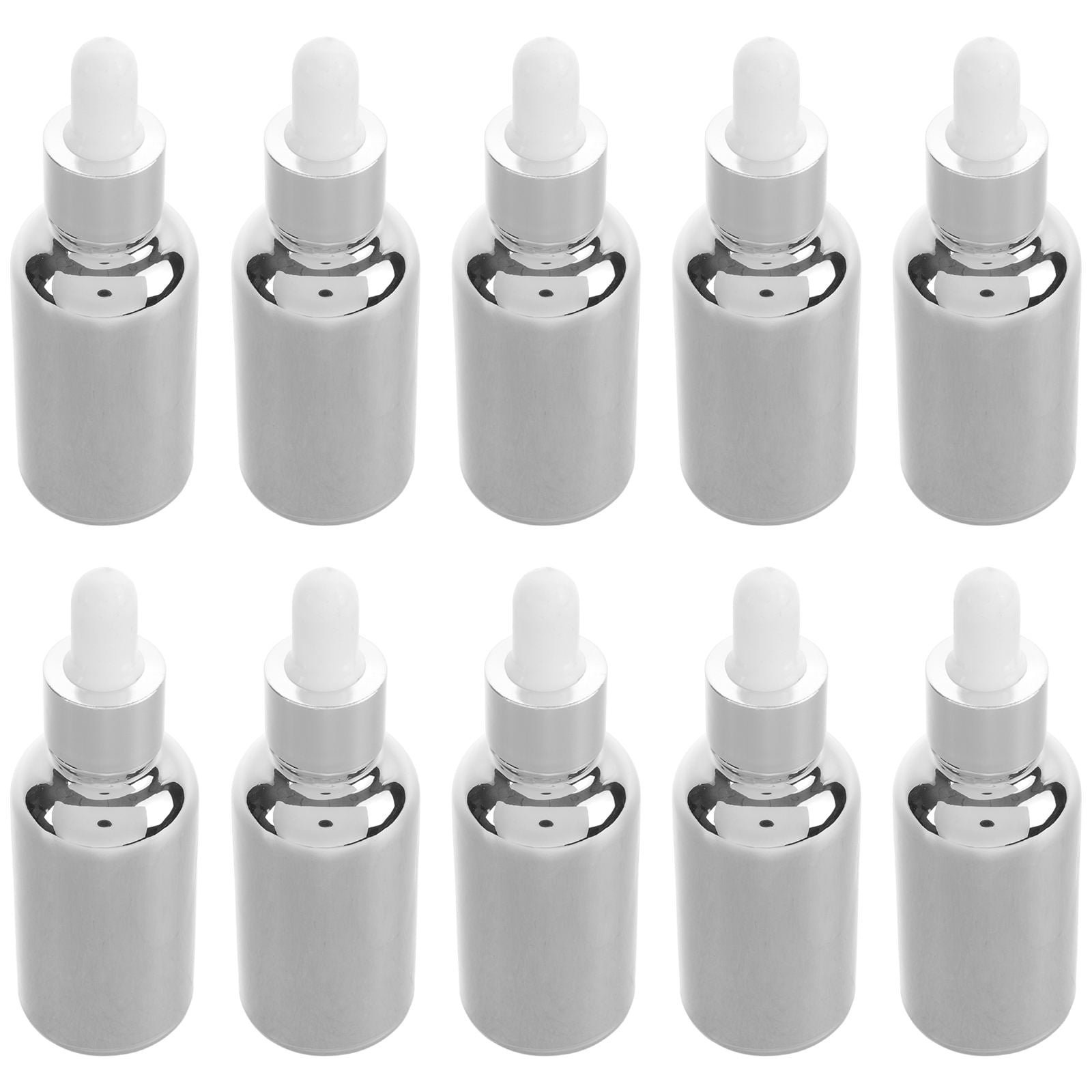 FOMIYES 10Pcs Silver Plated Glass Oil Bottles with Precise Dropper for Kitchen Use
