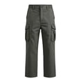thumbnail image 2 of Relaxed Straight Leg Cargo Long Trousers For Men Elastic Stretch Drawstring Waist Large Side Cargo Pockets Soft Breathable Twill Fabric Hiking Work Pants, 2 of 5