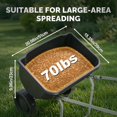 thumbnail image 6 of JFTER 70lbs Fertilizer Spreader with 15 Adjustable Drop Rate, Pre-Assembled Walk-Behind Seed Spreader, with 9" Tire for Multi-Terrain, Broadcast Spreader for Lawn Care & Seed Spreading, 6 of 9