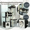 thumbnail image 5 of Demi Bonn 51.4" 6 Levels Cat Tree Wooden Cat Tower Cozy Cat Condo, Spacious Perch, Hammock and Swing Tunnel for Indoor Cats, Gray, 5 of 7