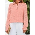 thumbnail image 4 of Blusa PRETTYGARDEN de encaje de manga larga con ojales para mujer rosa XL, 4 of 8