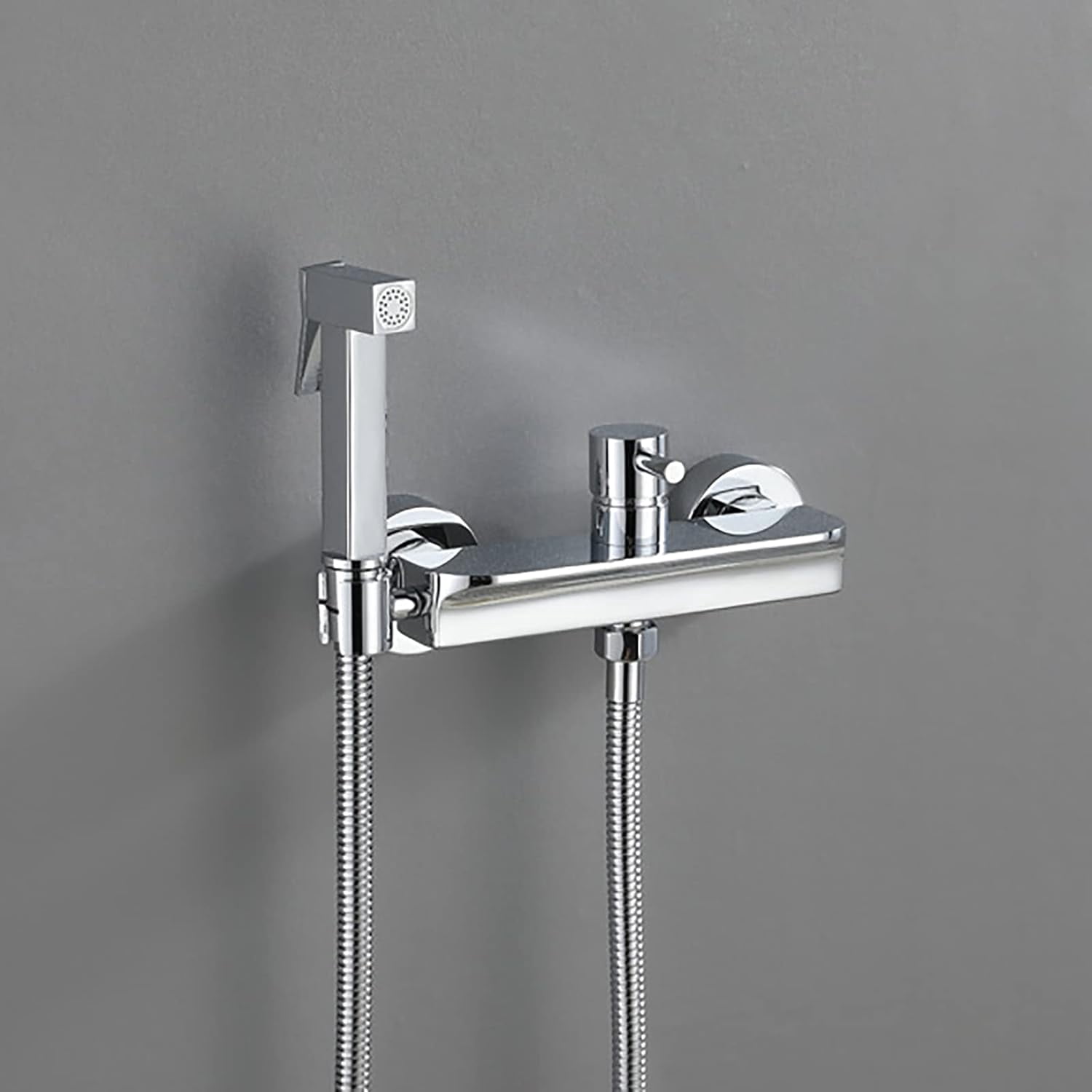 Handheld Bidet Sprayer for Toilet, Chrome Brass Bathroom Cloth Diaper Sprayer Set with Cold and Hot Water, Wall Mounted Toilet Bidet Sprayer Kit for Bathing Pets,Stainless Steel Hose