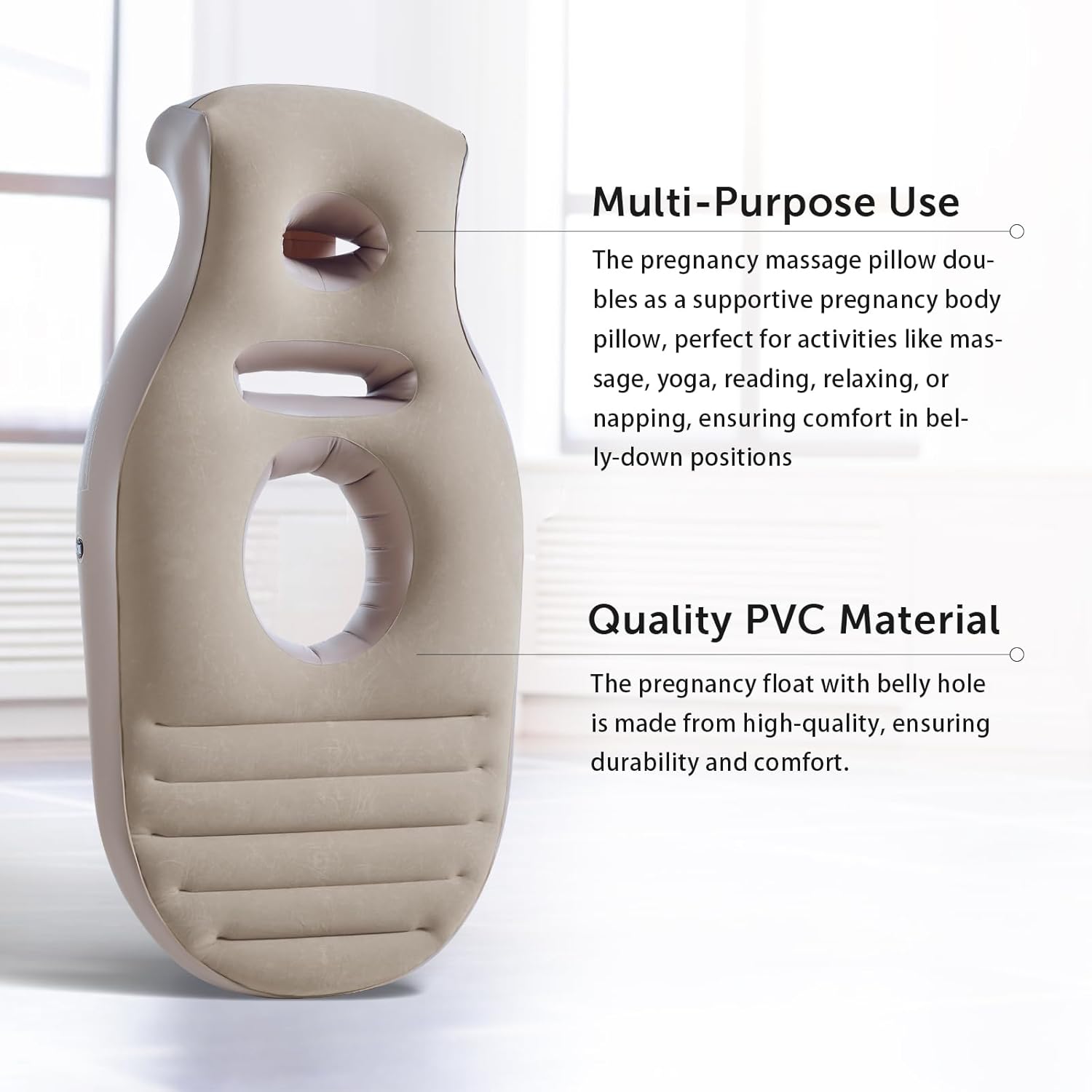 Aorsher Upgraded 70.87” Inflatable Pregnancy Pillow with Belly Hole, Portable Travel Maternity Pillow for Belly Support, Stomach Sleeping, Water Pool Float & Yoga Mat, Pregnancy Resting Must Haves