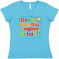 thumbnail image 3 of Inktastic Happy 100th Day of School Women's V-Neck T-Shirt, 3 of 5