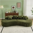 thumbnail image 4 of JERFIT Modern Minimalist Curved Modular Sofa Set, 4-Seater Plush Sectional Couch with Springs, Foam Filled, Dark Green Fabric for Living Room, 4 of 5