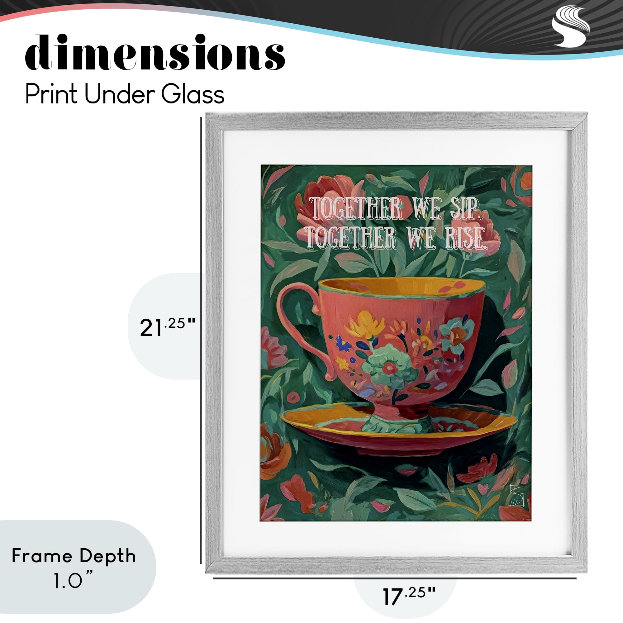 Stupell Industries Together We Sip & Rise Gray Framed Print Under Glass, design by Sara Culpepper