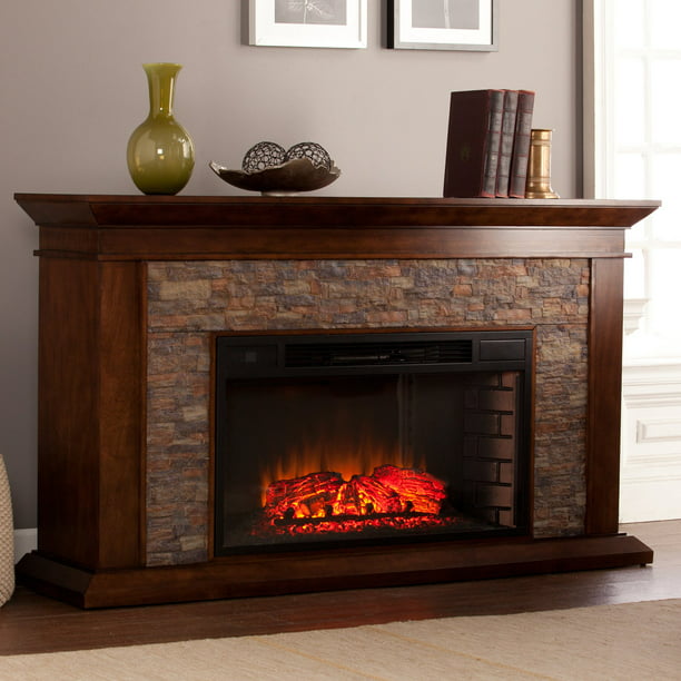 Southern Enterprises Canyon Heights, Canyon Heights Faux Stacked Stone Electric Fireplace