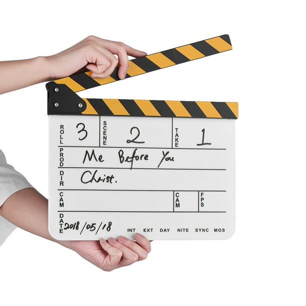 Escena Clapper Irfora Dry Erase Acrylic Director Film Clapboard Película TV Cut Acción Scene Clapper Board Slate con Yellow / Black Stick, Blanco Irfora Escena Clapper