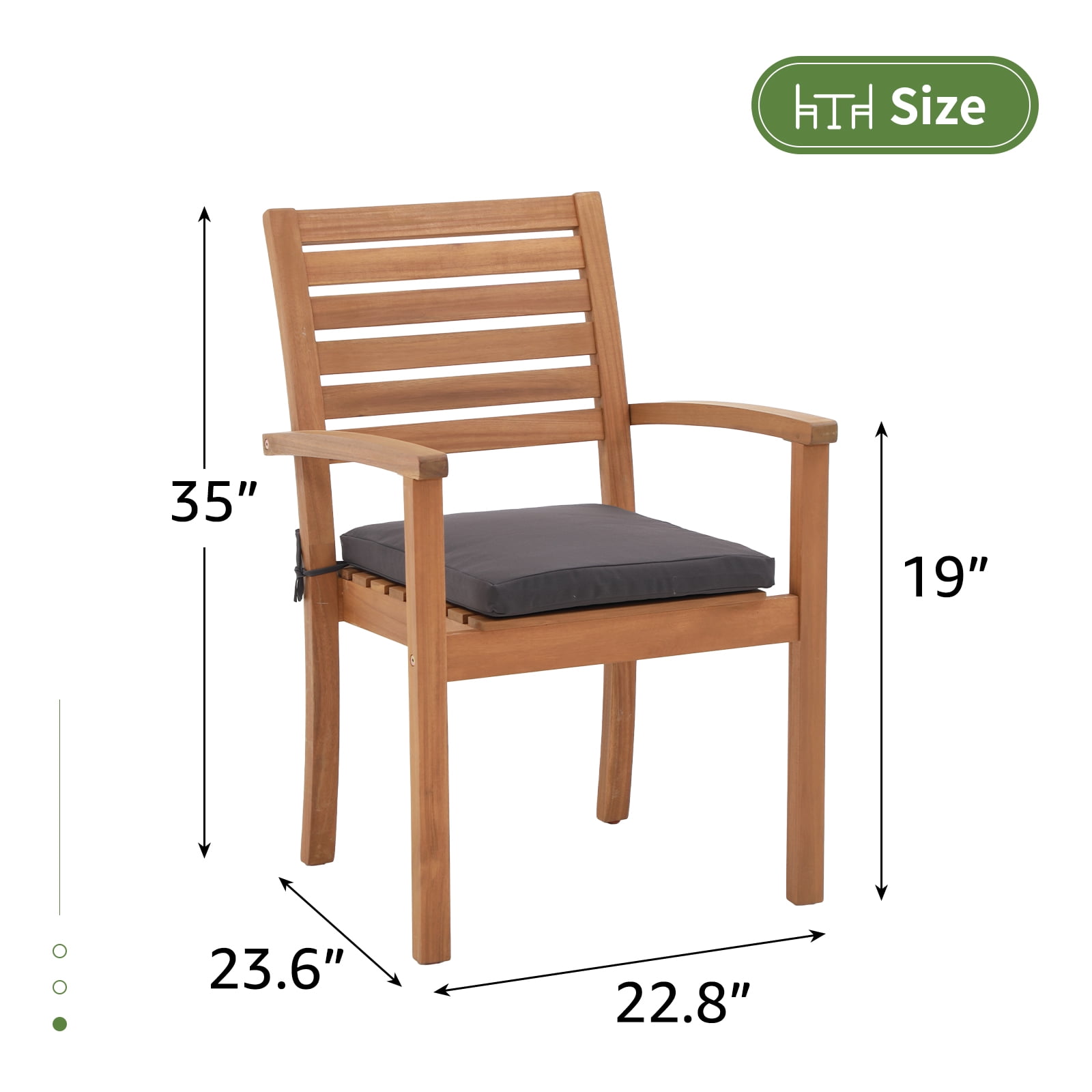 7 Piece Patio Dining Set, Outdoor Acacia Wood Furniture Set, Extendable Rectangular Table and 6 Stackable chairs, Removeable Fabric Dark Gray Cushion, FSC Certified, for Deck Garden Backyard