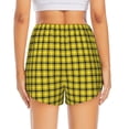 thumbnail image 3 of Picia Yellow Checkered Plaid Pattern Women's 2 in 1 Athletic Running Shorts High Waisted Workout Casual Gym Sweat Shorts with Comfy Liner Zipper Pockets-Medium, 3 of 9