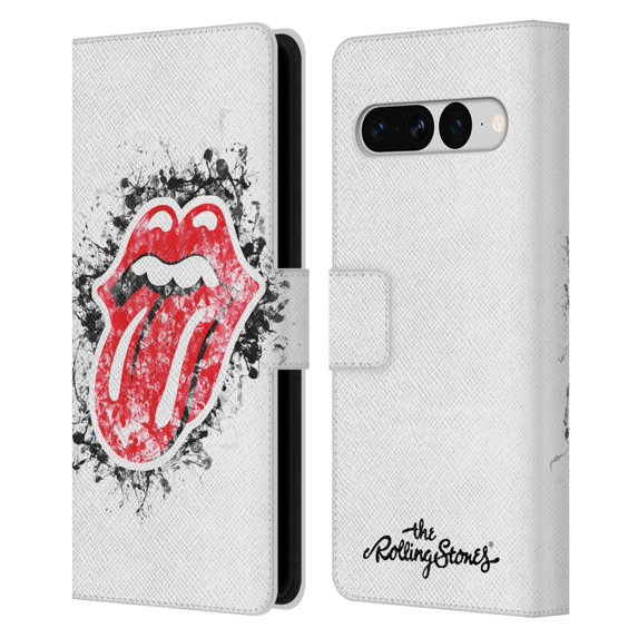 Head Case Designs Officially Licensed The Rolling Stones Licks Collection Distressed Look Tongue Leather Book Wallet Case Cover Compatible with Google Pixel 7 Pro