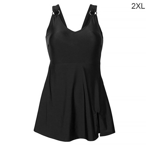 VONKY Women Swimsuit Sexy Backless Bathing Suit U Neck Solid Color Dress Swimwear, XXL