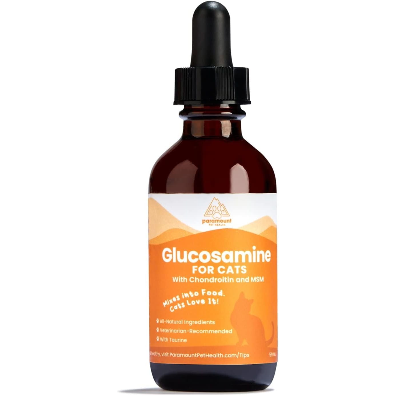 Paramount Pet Health 100% Natural Glucosamine for Cats - Msm Arthritis Pain Relief for Cats - Cat Hip and Joint Supplement Liquid - 260mg Glucosamine Chondroitin for Cats