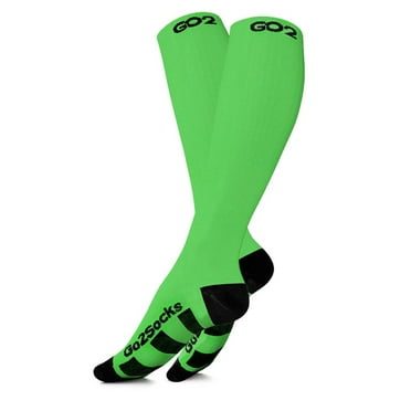 Go2 Compression Socks for Women and Men Athletic Running Socks for Nurses Medical Graduated Nursing Compression Socks for Travel Running Sports Socks! (1P GreenBlack, S)