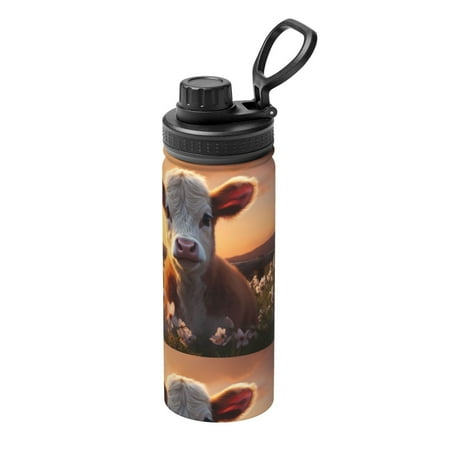 

Ocsxa Sunset Calf Flower Field Print 18oz Stainless Steel Water Bottle Unisex Water Bottle Insulated Sports Water Cup Flask for Cold Water Drinks/Sports/Travel/Car/School
