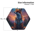 thumbnail image 3 of Honeii Starry Sky Meditating Fox Print Leather Coaster Set of 6, Ideal for Safeguarding Your Furniture from Drinks Spills and Effortless Cleanup,Hexagon, 3 of 7