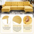 thumbnail image 3 of 110" Convertible Sectional Sofa, U-Shaped Sofa Couch with Reversible Chaise and Movable Ottoman, 5-Seater Modular Sofa Set with Side Pockets and Nailhead Trims, Yellow, 3 of 9