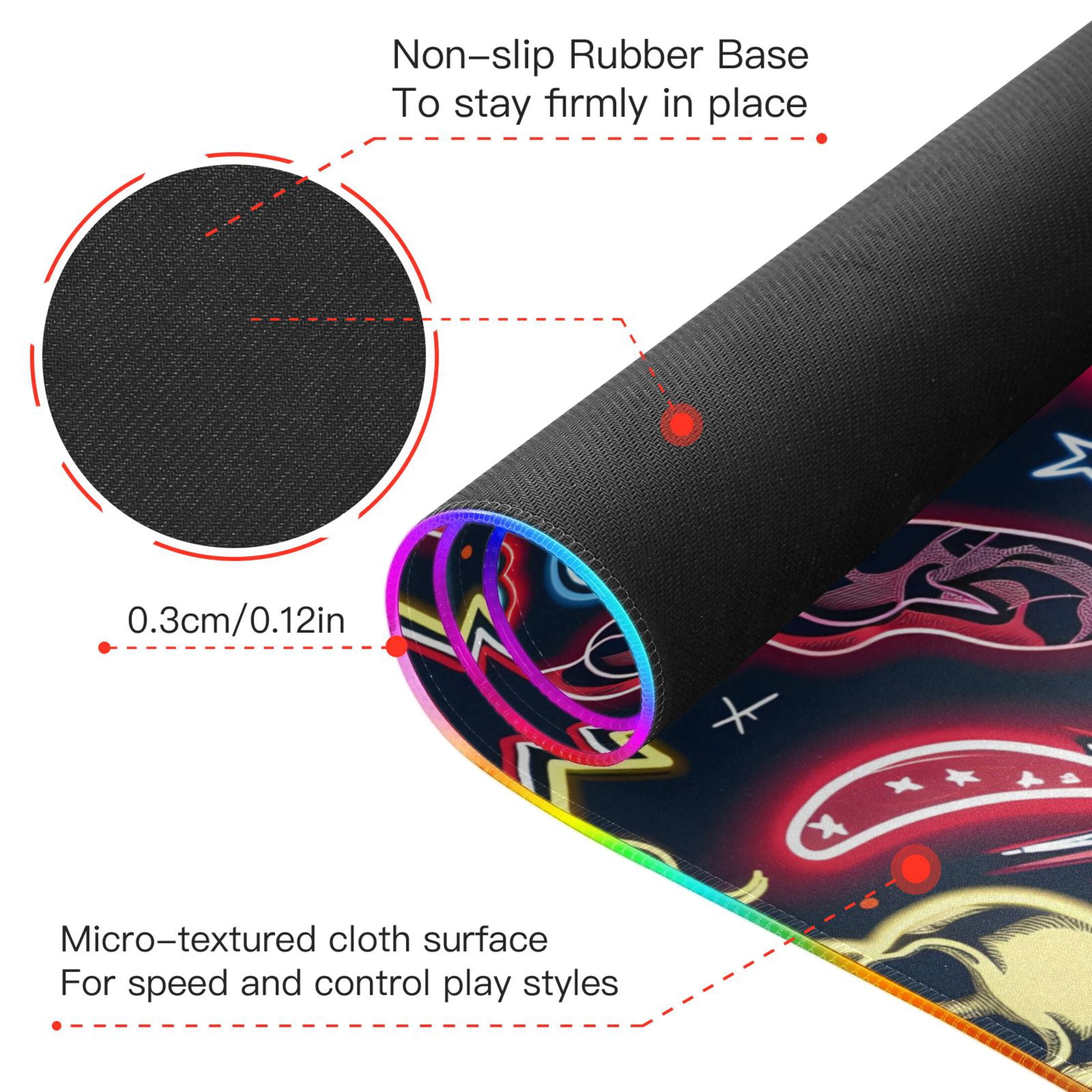 Large RGB Gaming Mouse Pad Led Glowing Mousepad Non-Slip Rubber Base 13 Light Modes 31.5x11.8 Neon Skull Star Sausage