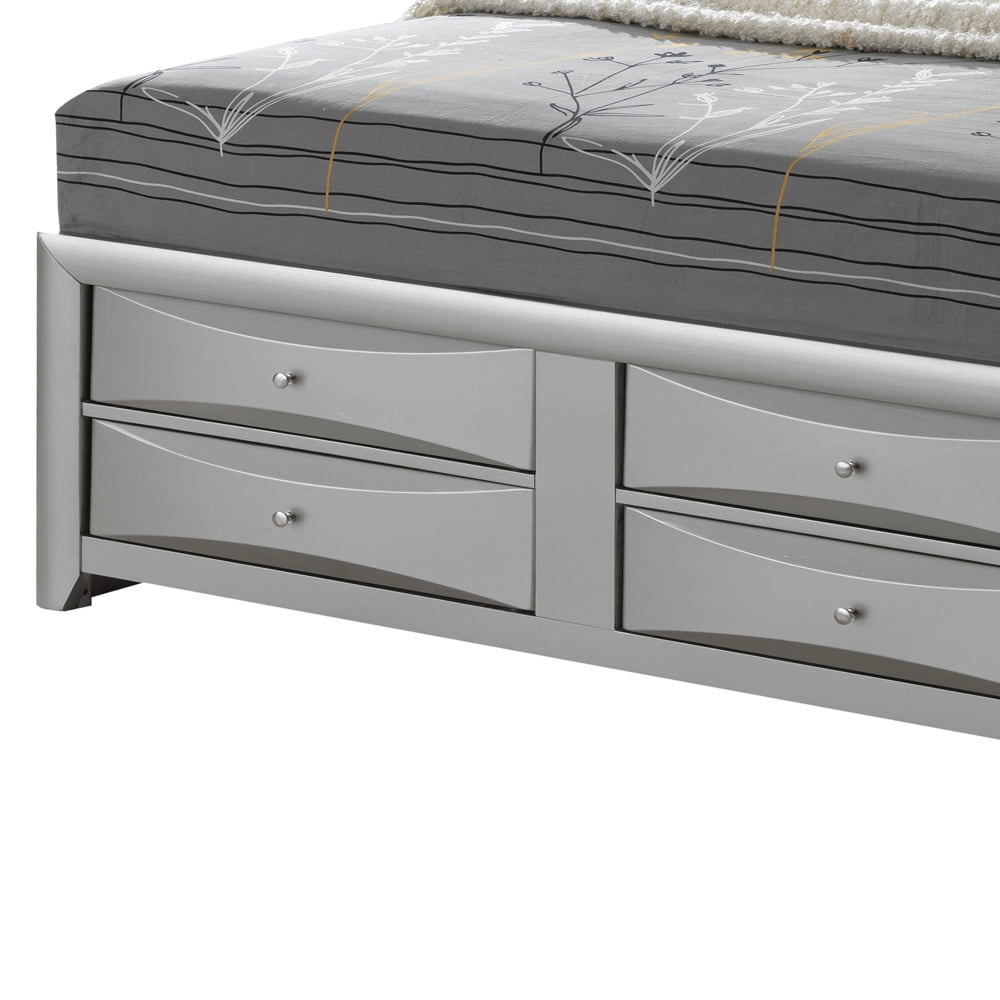 Glory Furniture Marilla Queen Storage Bed in Silver Champagne