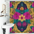 thumbnail image 4 of Vibrant Floral Mustard Yellow Textile Design Shower Curtain for Bathroom Bath Curtain Polyester Fabric Waterproof Bathroom Curtain with 12 Hooks, 4 of 7