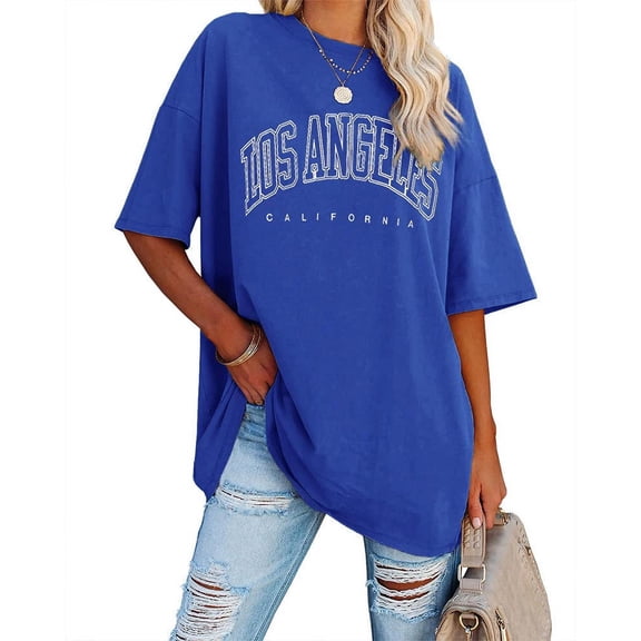 Sherrylily Womens Oversized Los Angeles California T Shirts Half Sleeve Summer Loose Tunic Tops S-2XL