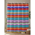 thumbnail image 4 of Fsddascl Red Blue Stripe Shower Curtain Set - Small 36" x 72" Washable Bathtub Curtain with 12 Hooks, Farmhouse Abstract Colorful Striped Waterproof Fabric Stall Shower Curtains for Bathroom/Bathtub, 4 of 6