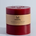 thumbnail image 1 of Vela de Pilar MOZEAL Extra Grande con 3 Mechas, Rojo Oscuro, 15x15 cm, 1 of 5