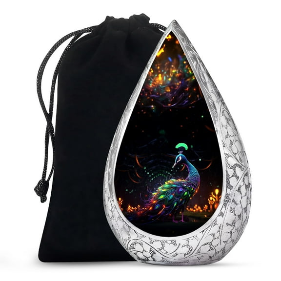 JAGSHASHI Peacock - Burial Urns - Urn For Human Ashes For Male & Female - Funeral Decorative Urns - Cremation Urn For Adult Men & Women - Memorial Urn - Human Remains Mom & Dad - 10 Inch - Large