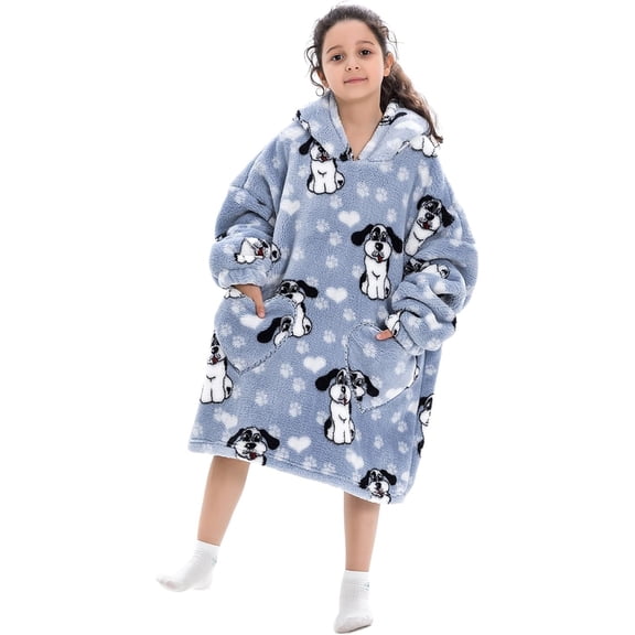 Wearable Blanket Hoodie for Kids Sherpa Blanket Oversized Sweatshirt Blanket With Pocket Girl Boy Gifts