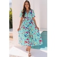 thumbnail image 6 of Women's Sky Blue Abstract Print Short Puff Sleeve Tiered Maxi Dress | [ZhiHiMeRi] | (US 16-18)XL, 6 of 12
