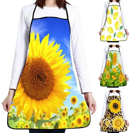 

Yin Sunflower Lemon Print Women Oil Water Proof Home Cooking Baking Cleaning Apron