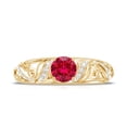 thumbnail image 4 of Rosec Jewels Created Ruby Vintage Inspired Ring with Diamond for Women (AAAA Grade), 18K Yellow Gold, US 5.00, 4 of 8