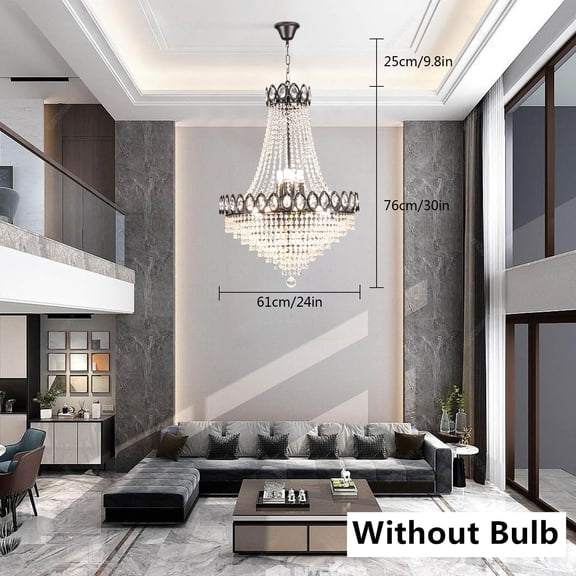 Modern Crystal Chandelier Pendant Lamp Lighting Home Hotel Decor Ceiling Fixture Hanging Crystal Chandelier Pendant Light H30 "xW 24" With 9.8 inches Chain High Quality LED K9 Crystal Chandelier