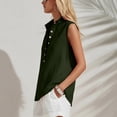 thumbnail image 6 of Noric Women's Cotton Linen Tank Tops Collared Button Up Casual Summer Loose Fit Sleeveless Tops, 6 of 8