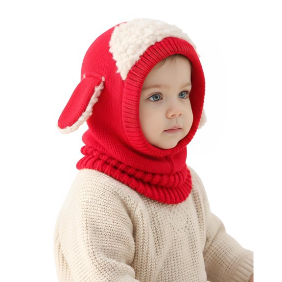 Baby Hats Toddler Baby Knitted Warm Hats Baby Cute Winter Hats for 1T 2T 3T Girls and Boys, Red