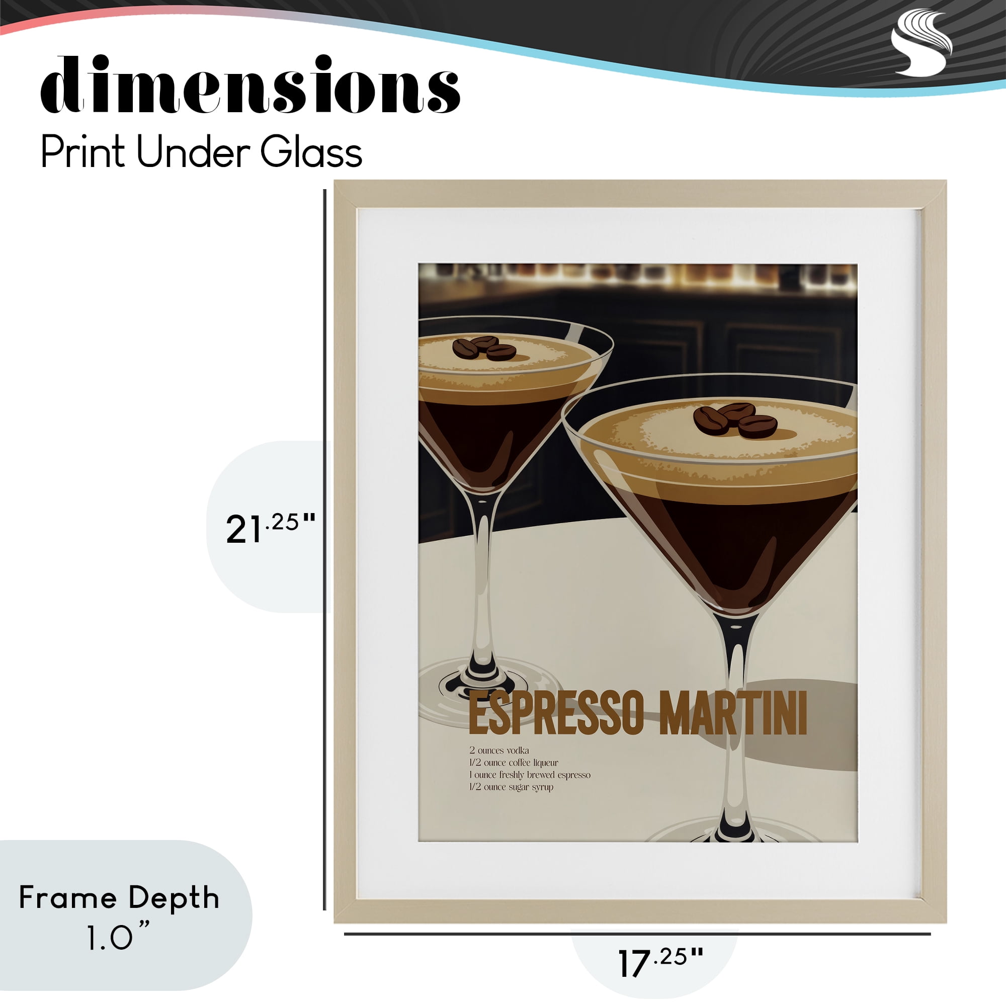 Stupell Industries Sleek Modern Espresso Martini Birch Framed Print Under Glass, design by Andreas Magnusson