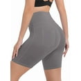 thumbnail image 2 of 3 Pack Plus Size Women's 8'' Athletic Long Shorts with 4 Pockets High Waisted Shorts for Women Walking Running Casual, 2 of 8