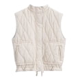 thumbnail image 2 of Qiopertar Manteau Sans Manches en Coton pour Femmes, Col Montant, Mode de Rue, Décontracté, en Solde, Livraison Gratuite, 2 of 9