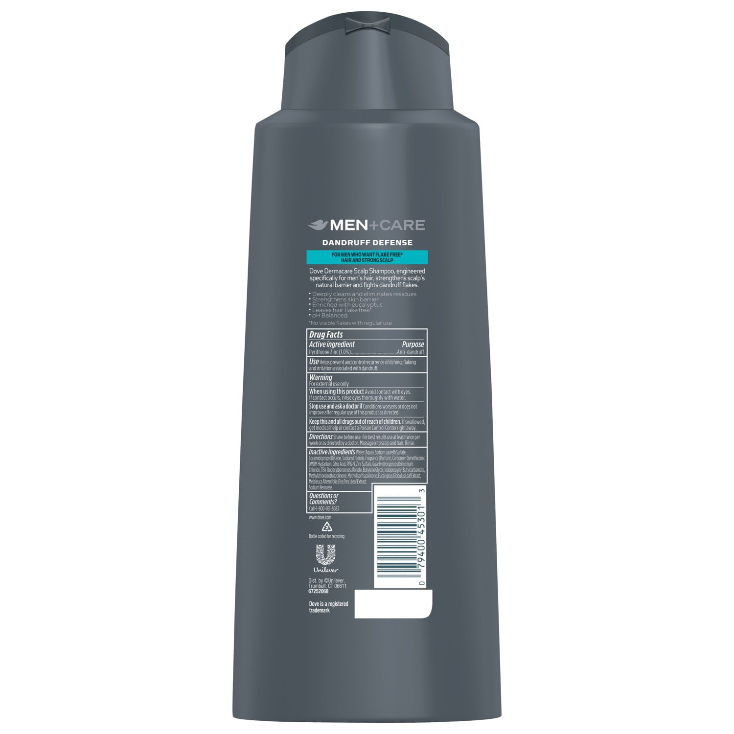 (4 pack) Dove Men+Care Dermacare Scalp Dandruff Defense Shampoo and Conditioner, 20.4 fl oz